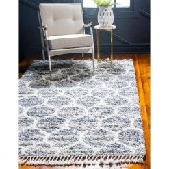 Cheapest 🥰 Hygge Shag Trellis Gray 8 ft. x 10 ft. Area Rug by Unique Loom ❤️ -Unique Loom Shop gray unique loom area rugs 3143689 4f 1000