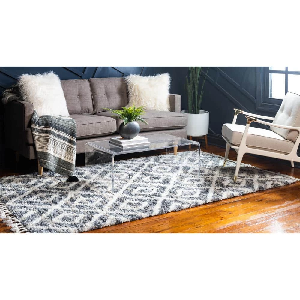 Best Sale ๐ Hygge Shag Diamond Gray 9 ft. x 12 ft. Area Rug by Unique Loom ๐ 9 Best Sale ๐ Hygge Shag Diamond Gray 9 ft. x 12 ft. Area Rug by Unique Loom ๐ - Image 7