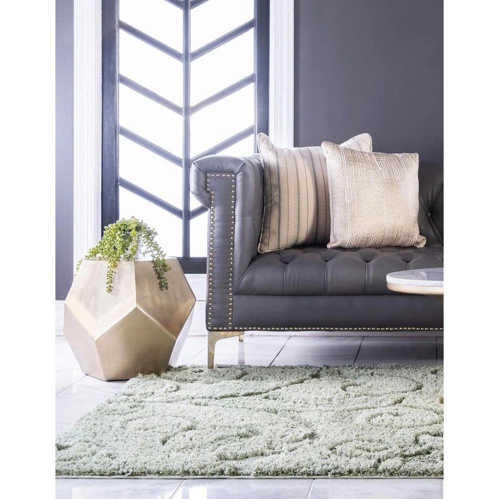 Outlet ๐ Floral Shag Carved Green 9' 0 x 12' 0 Area Rug by Unique Loom ๐ 6 Outlet ๐ Floral Shag Carved Green 9' 0 x 12' 0 Area Rug by Unique Loom ๐ - Image 4