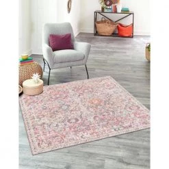 Budget 🧨 Nostalgia Gossamer Ivory and Pink 8 ft. Square Area Rug by Unique Loom 😍 -Unique Loom Shop ivory and pink unique loom area rugs 3177925 31 1000
