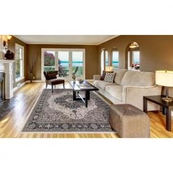 Promo 🎁 Kashan Medallion Ivory 5 ft. x 7 ft. Area Rug by Concord Global Trading 🧨 -Unique Loom Shop ivory concord global trading area rugs 28525 4f 1000