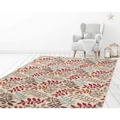 New 🤩 Chester Leafs Ivory 3 ft. x 4 ft. Area Rug by Concord Global Trading ✔️ -Unique Loom Shop ivory concord global trading area rugs 97823 44 1000