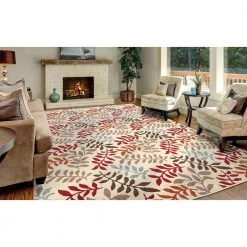 New 🤩 Chester Leafs Ivory 3 ft. x 4 ft. Area Rug by Concord Global Trading ✔️ -Unique Loom Shop ivory concord global trading area rugs 97823 4f 1000