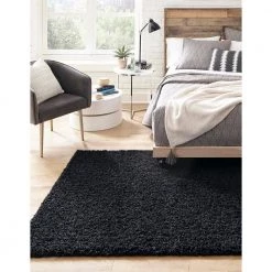 Outlet ✨ Solid Shag Jet Black 8 ft. x 10 ft. Area Rug by Unique Loom 🎁 -Unique Loom Shop jet black unique loom area rugs 3136667 4f 1000