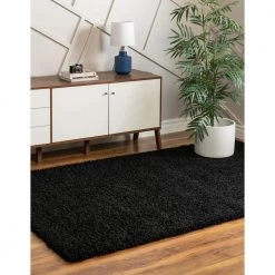 Outlet ✨ Solid Shag Jet Black 8 ft. x 10 ft. Area Rug by Unique Loom 🎁 -Unique Loom Shop jet black unique loom area rugs 3136667 c3 1000