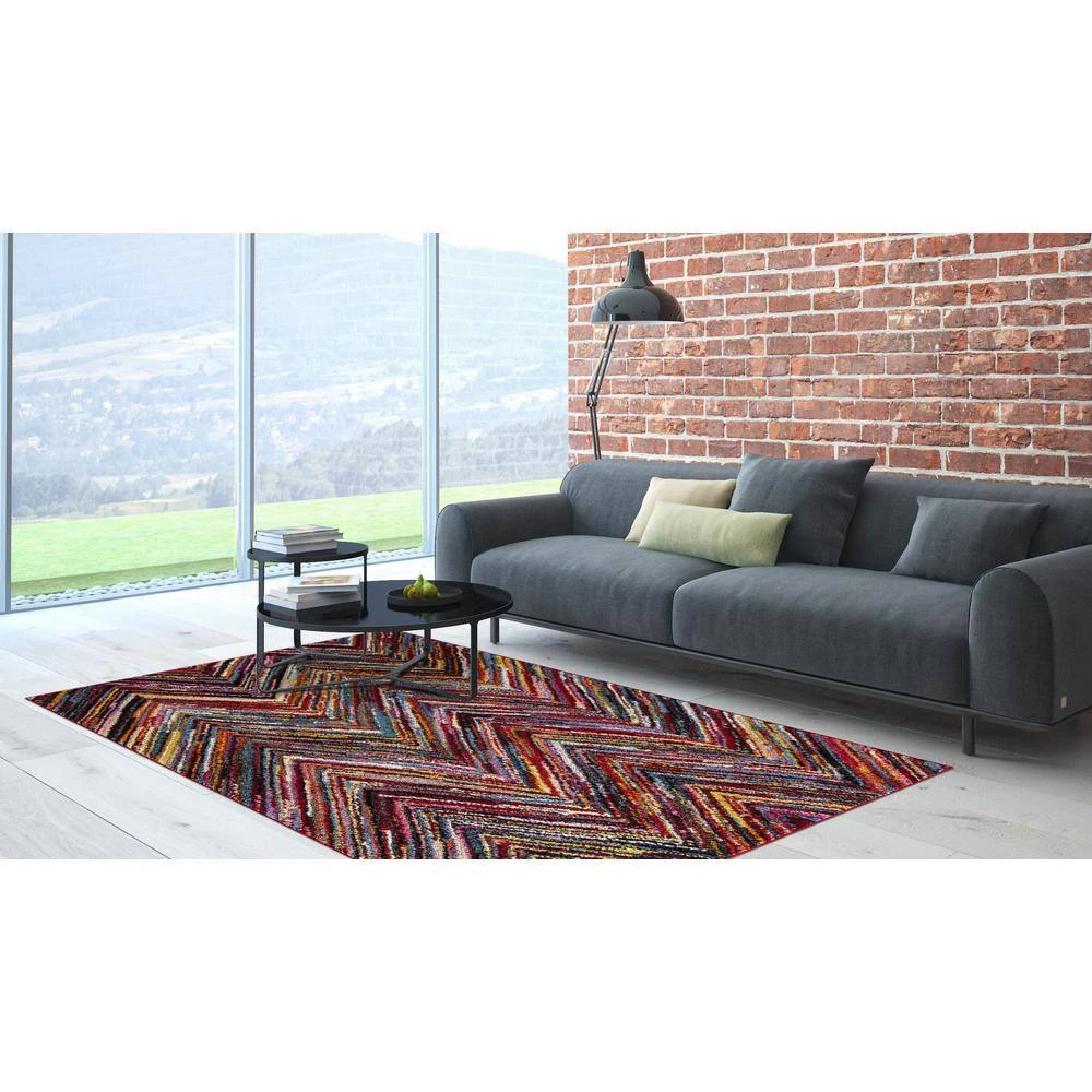 Budget 🥰 Diamond Multi 5 ft. x 7 ft. Chevron Area Rug by Concord Global Trading 😉 - Image 3