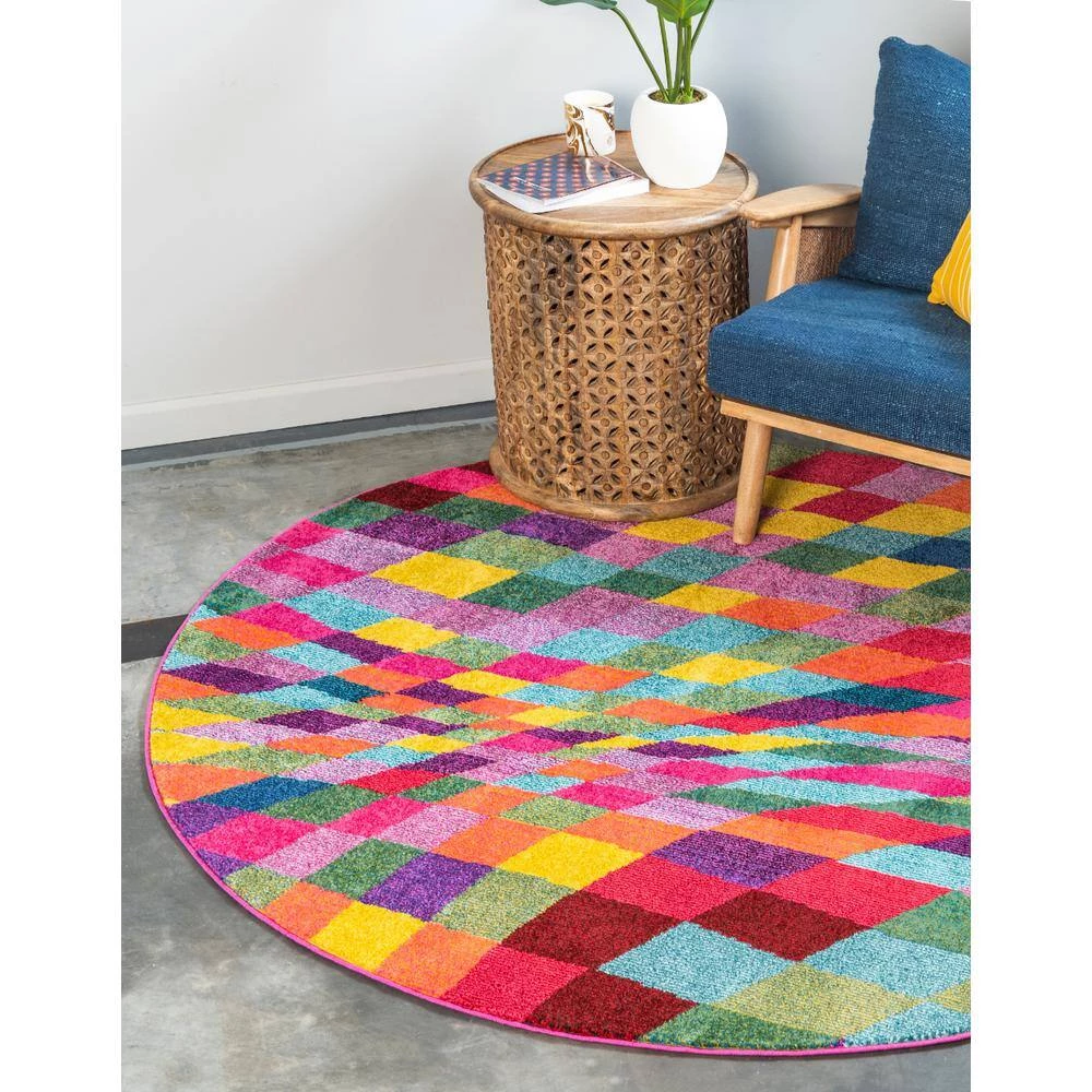 Outlet ⌛ Estrella Horta Multi 8' 0 x 8' 0 Round Rug by Unique Loom ❤️ 10 Outlet ⌛ Estrella Horta Multi 8' 0 x 8' 0 Round Rug by Unique Loom ❤️ - Image 8