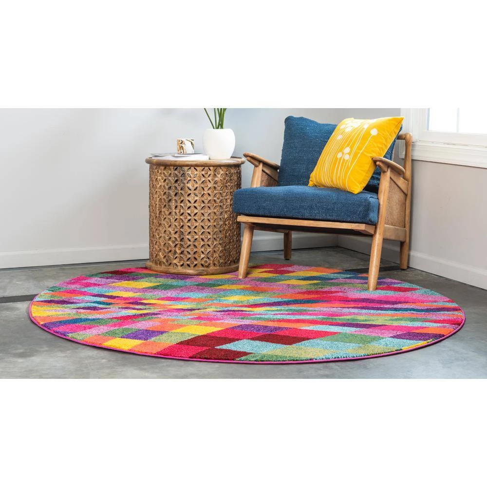 Outlet ⌛ Estrella Horta Multi 8' 0 x 8' 0 Round Rug by Unique Loom ❤️ 8 Outlet ⌛ Estrella Horta Multi 8' 0 x 8' 0 Round Rug by Unique Loom ❤️ - Image 6
