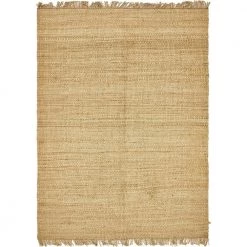 Deals 😀 Chunky Jute Natural 9 ft. x 12 ft. Area Rug by Unique Loom 🔥