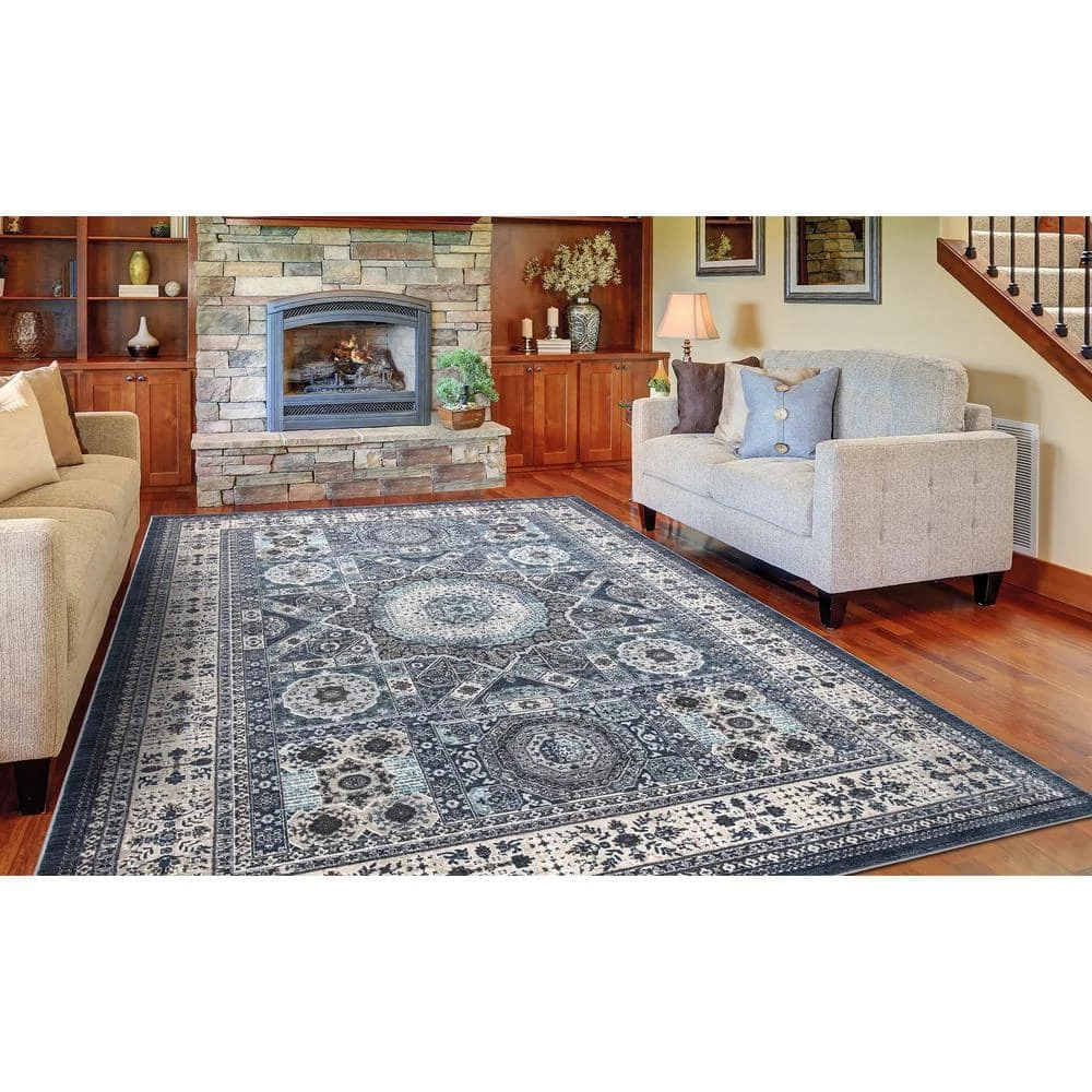 Brand new ๐ Barcelona Suzani Medallion Navy 8 ft. x 11 ft. Area Rug by Concord Global Trading ๐ 8 Brand new ๐ Barcelona Suzani Medallion Navy 8 ft. x 11 ft. Area Rug by Concord Global Trading ๐ - Image 6