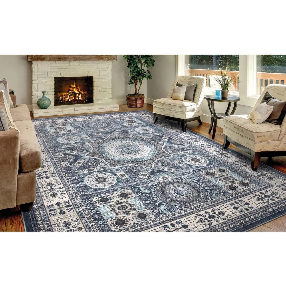 Brand new ๐ Barcelona Suzani Medallion Navy 8 ft. x 11 ft. Area Rug by Concord Global Trading ๐ 7 Brand new ๐ Barcelona Suzani Medallion Navy 8 ft. x 11 ft. Area Rug by Concord Global Trading ๐ - Image 5