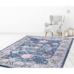 Outlet ❤️ Vintage Collection Istanbul Navy 5 ft. x 7 ft. Border Area Rug by Concord Global Trading 🔥 -Unique Loom Shop navy concord global trading area rugs 72345 44 1000