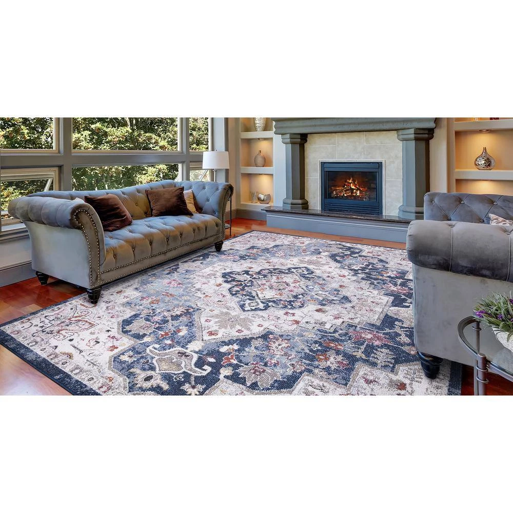 Outlet 🌟 Vintage Collection Montreal Navy 7 ft. x 9 ft. Medallion Area Rug by Concord Global Trading 😉 9 Outlet 🌟 Vintage Collection Montreal Navy 7 ft. x 9 ft. Medallion Area Rug by Concord Global Trading 😉 - Image 7