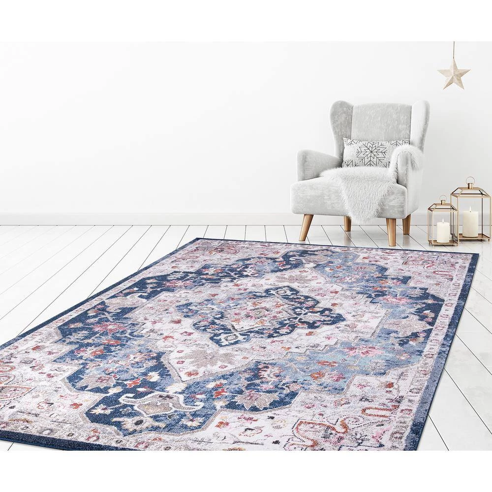 Outlet 🌟 Vintage Collection Montreal Navy 7 ft. x 9 ft. Medallion Area Rug by Concord Global Trading 😉 10 Outlet 🌟 Vintage Collection Montreal Navy 7 ft. x 9 ft. Medallion Area Rug by Concord Global Trading 😉 - Image 8