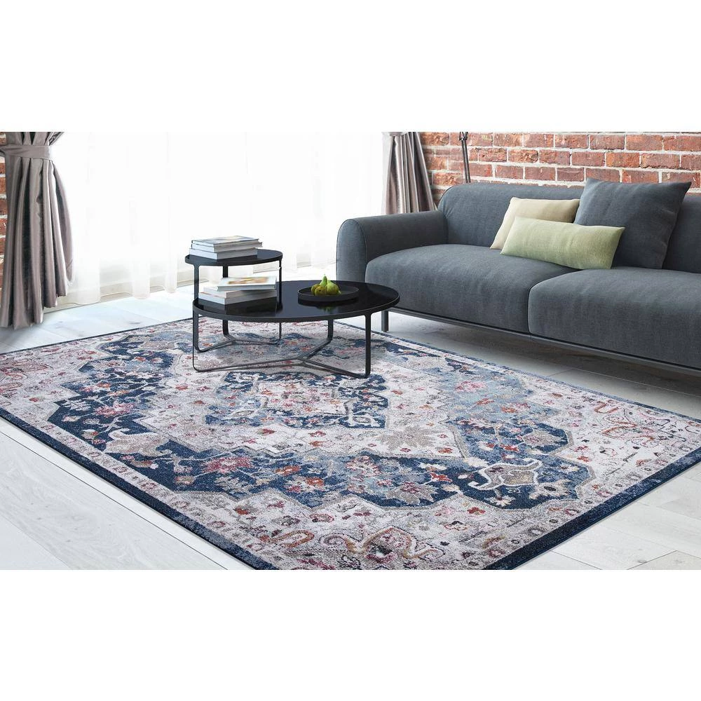 Outlet 🌟 Vintage Collection Montreal Navy 7 ft. x 9 ft. Medallion Area Rug by Concord Global Trading 😉 8 Outlet 🌟 Vintage Collection Montreal Navy 7 ft. x 9 ft. Medallion Area Rug by Concord Global Trading 😉 - Image 6