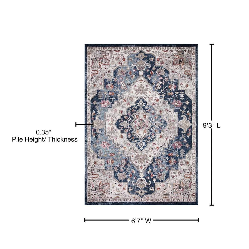 Outlet 🌟 Vintage Collection Montreal Navy 7 ft. x 9 ft. Medallion Area Rug by Concord Global Trading 😉 12 Outlet 🌟 Vintage Collection Montreal Navy 7 ft. x 9 ft. Medallion Area Rug by Concord Global Trading 😉 - Image 10