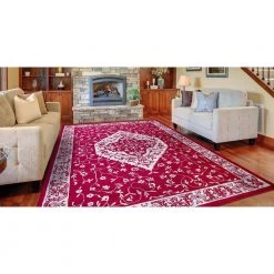 New 🧨 Jefferson Collection Pearl Heriz Red 8 ft. x 10 ft. Medallion Area Rug by Concord Global Trading 😉 -Unique Loom Shop red concord global trading area rugs 69207 31 1000