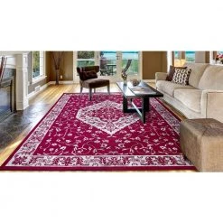 New 🧨 Jefferson Collection Pearl Heriz Red 8 ft. x 10 ft. Medallion Area Rug by Concord Global Trading 😉 -Unique Loom Shop red concord global trading area rugs 69207 c3 1000