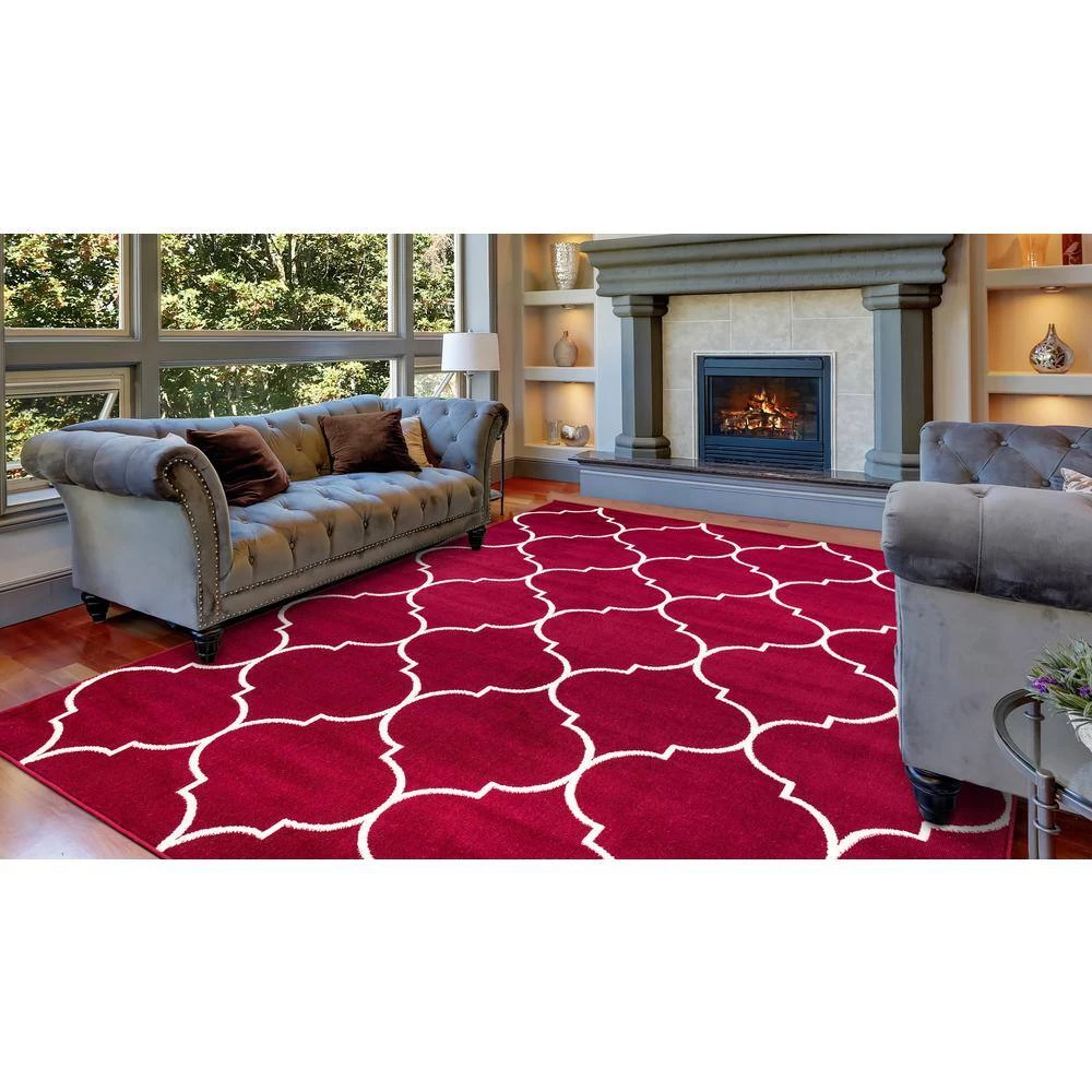 Best Pirce 👍 Jefferson Collection Morocco Trellis Red 8 ft. x 10 ft. Area Rug by Concord Global Trading 👏 9 Best Pirce 👍 Jefferson Collection Morocco Trellis Red 8 ft. x 10 ft. Area Rug by Concord Global Trading 👏 - Image 7