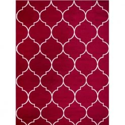 Best Pirce 👍 Jefferson Collection Morocco Trellis Red 8 ft. x 10 ft. Area Rug by Concord Global Trading 👏