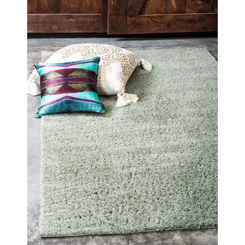 Budget 🎉 Studio Solid Shag Sage Green 5' 0 x 8' 0 Area Rug by Unique Loom 🤩 4 Budget 🎉 Studio Solid Shag Sage Green 5' 0 x 8' 0 Area Rug by Unique Loom 🤩 - Image 2
