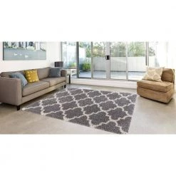 Budget ⌛ Ocean Shag Marrakech Silver 5 ft. x 7 ft. Area Rug by Concord Global Trading ✨ -Unique Loom Shop silver concord global trading area rugs 02465 1f 1000