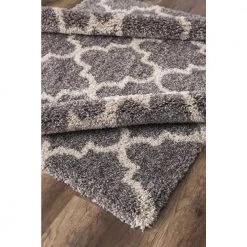 Budget ⌛ Ocean Shag Marrakech Silver 5 ft. x 7 ft. Area Rug by Concord Global Trading ✨ -Unique Loom Shop silver concord global trading area rugs 02465 44 1000