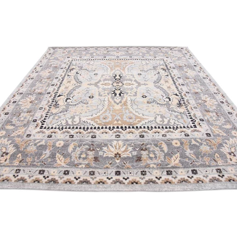 Cheapest โจ Tradition Amaryllis Silver 8' 4 x 8' 4 Square Rug by Unique Loom ๐งจ 5 Cheapest โจ Tradition Amaryllis Silver 8' 4 x 8' 4 Square Rug by Unique Loom ๐งจ - Image 3