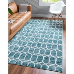 Discount 🛒 Matrix Trellis Tile Blue 8 ft. x 10 ft. Area Rug by Unique Loom 😉 -Unique Loom Shop turquoise unique loom area rugs 3148930 31 1000