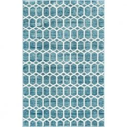 Discount 🛒 Matrix Trellis Tile Blue 8 ft. x 10 ft. Area Rug by Unique Loom 😉