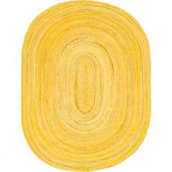 Brand new ⌛ Braided Chindi Yellow 8 ft. x 10 ft. Oval Area Rug by Unique Loom ✨
